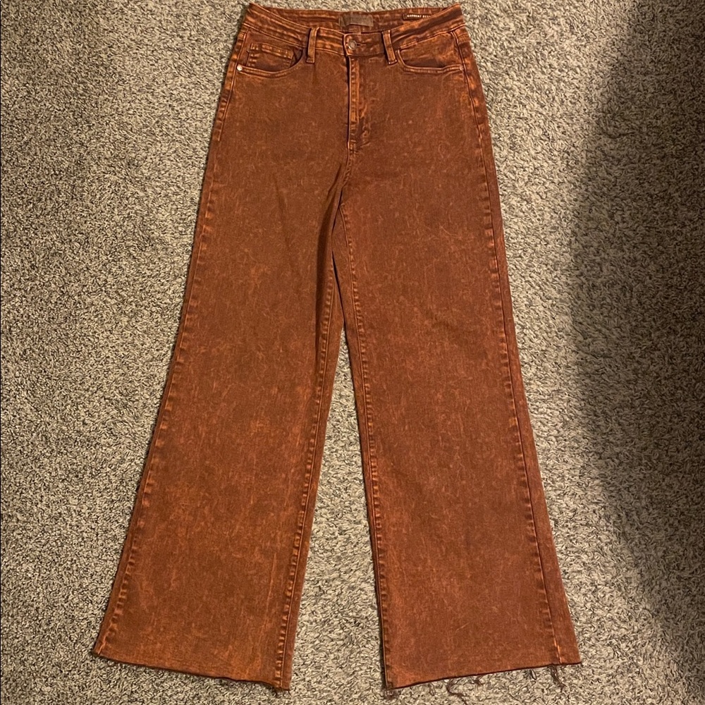 Judy Blue Rust Orange Wide Leg Flare Jeans
